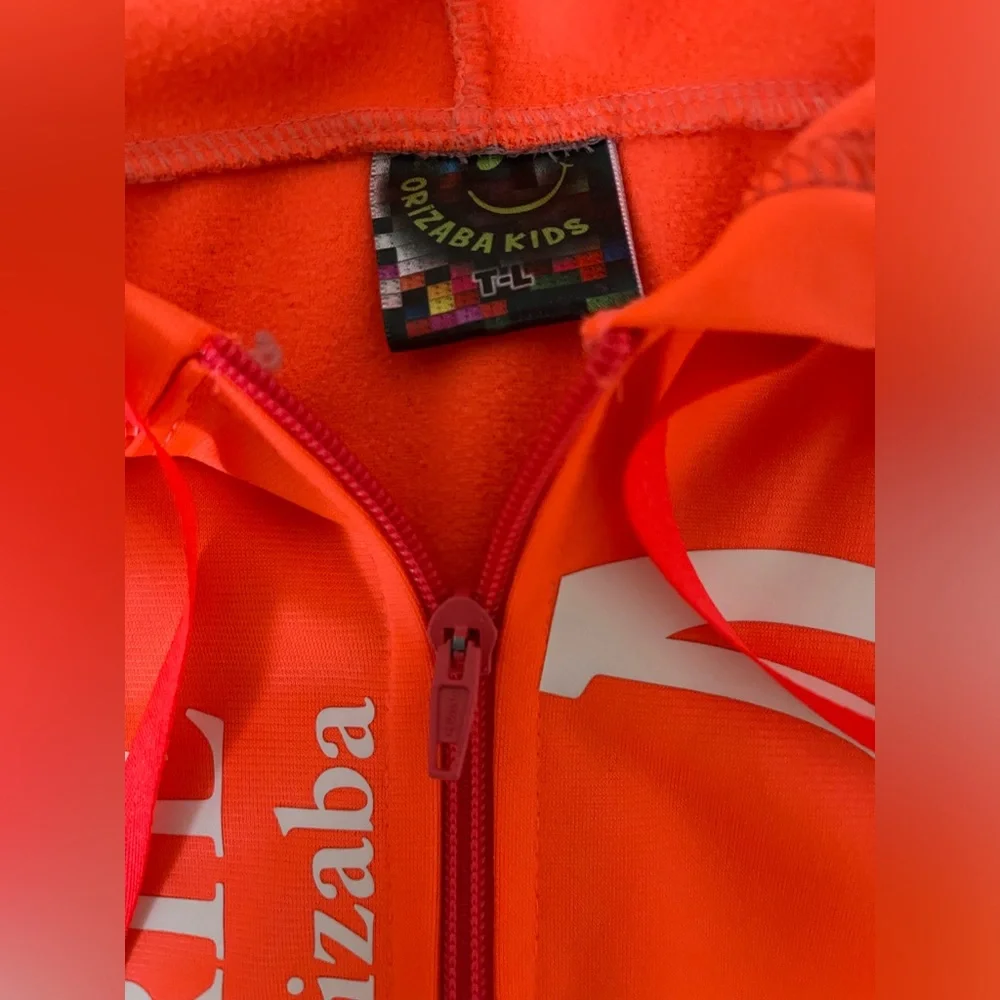 Orange neon highlihter Hoodie for Girls Size L Made in Mexico full zipper unisex